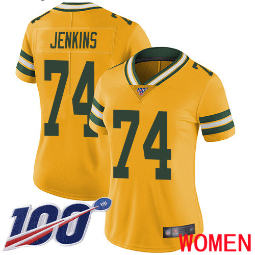Green Bay Packers Limited Gold Women #74 Jenkins Elgton Jersey Nike NFL 100th Season Rush Vapor Untouchable->youth nfl jersey->Youth Jersey